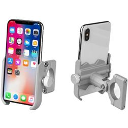 Mobigear AluGrip Telefoonhouder Fiets / Motor Fietsstuur Bevestiging Klem Universeel - Zilver