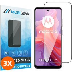 Mobigear Premium Motorola Moto E14 Glazen Screenprotector - Case Friendly - Zwart (3-Pack)