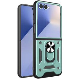 Mobigear Armor Ring Samsung Galaxy Z Flip 7 Hoesje Hardcase Backcover Shockproof met Ringhouder - Groen