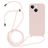 Mobigear Lanyard iPhone 14 Plus Siliconen Hoesje met koord - Sand Pink