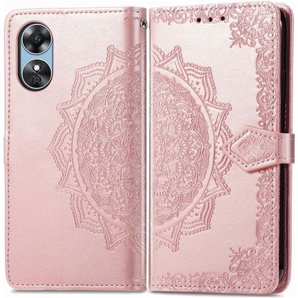 Mobigear Mandala OPPO A17 Hoesje Bookcase Portemonnee - Roségoud