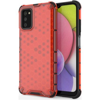 Mobigear Honeycomb Samsung Galaxy A03s Hoesje Hardcase Backcover Shockproof - Rood