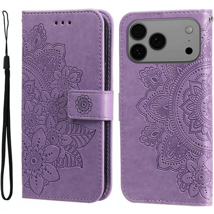 Mobigear Flowers iPhone 18 Pro Max Hoesje Bookcase Portemonnee - Paars