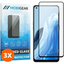 Mobigear Premium OPPO Reno 8 Lite Glazen Screenprotector - Case Friendly - Zwart (3-Pack)