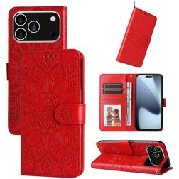 Mobigear Sunflower iPhone 17 Pro Hoesje Bookcase Portemonnee - Rood
