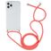 Mobigear Lanyard iPhone 12 Pro Max Flexibel TPU Hoesje met koord - Transparant / Rood