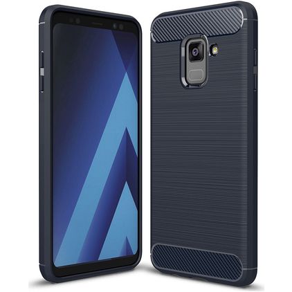 Mobigear Brushed Slim Samsung Galaxy A8 (2018) Hoesje Flexibel TPU Backcover - Marineblauw
