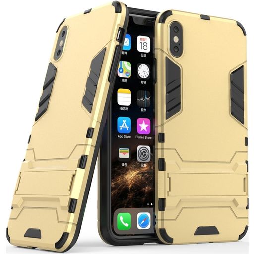 Mobigear Armor Stand iPhone XS Max Hoesje Hardcase Backcover Shockproof met Standaard - Goud