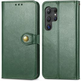 Mobigear Snap Button Samsung Galaxy S25 Hoesje Bookcase Portemonnee - Groen