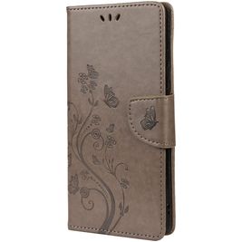 Mobigear Flowers Samsung Galaxy A23 Hoesje Bookcase Portemonnee - Grijs Mobigear Flowers Samsung Galaxy A23 Hoesje Bookcase Portemonnee - Grijs