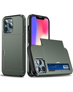 Mobigear Card iPhone 14 Hoesje Hardcase Backcover Shockproof met Pasjeshouder - Legergroen