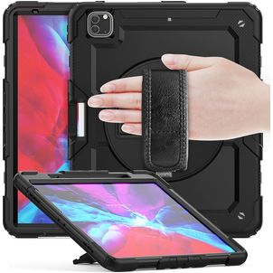 Mobigear SureGrip Xtreme iPad Pro 13 Inch (2024) Hoes Hard Kunststof,Siliconen Backcover + Stylus Houder + Schouderband + Standaard - Zwart