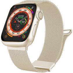 Mobigear Luxury Loop Milanese Apple Watch Bandje Magneetsluiting - 42/41/40/38 mm - Sterrenlicht