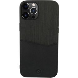 Valenta Card Slot iPhone 13 Pro Hoesje Echt Leer Backcover met Pasjeshouder - Zwart