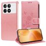 Mobigear Flowers POCO X6 Pro Hoesje Bookcase Portemonnee - Roségoud