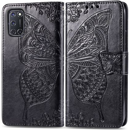 Mobigear Butterfly OPPO A72 Hoesje Bookcase Portemonnee - Zwart