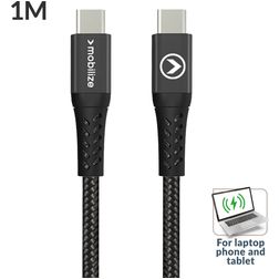Mobilize Strong Nylon USB-C naar USB-C Kabel 1 m - Zwart