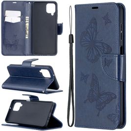Mobigear Butterfly Samsung Galaxy A12 Hoesje Bookcase Portemonnee - Blauw