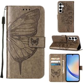 Mobigear Butterfly Samsung Galaxy A35 Hoesje Bookcase Portemonnee - Grijs
