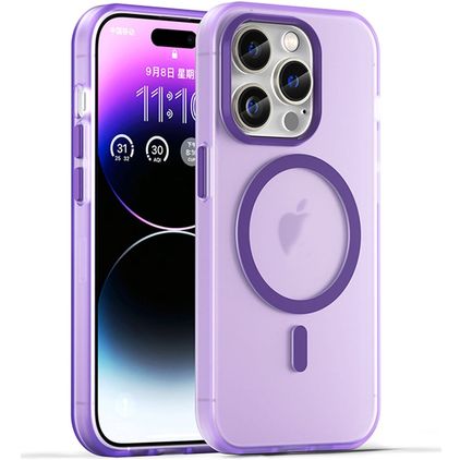 Mobigear Shockproof iPhone 16 Pro Max MagSafe Hoesje Flexibel TPU Backcover - Paars