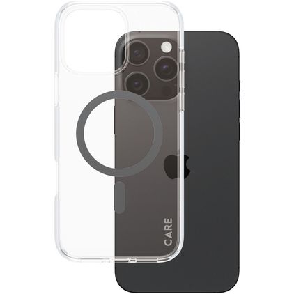 CARE by PanzerGlass Flagship iPhone 16 Pro Max MagSafe Hoesje Hardcase Backcover - Transparant / Zwart