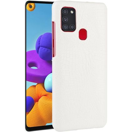 Mobigear Croco Samsung Galaxy A21s Hoesje Backcover - Wit