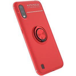 Mobigear Armor Ring Samsung Galaxy A01 Hoesje Flexibel TPU Backcover Shockproof met Ringhouder - Rood