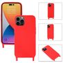 Mobigear Lanyard iPhone 14 Pro Max Siliconen Hoesje met koord - Rood
