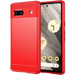 Mobigear Brushed Slim Google Pixel 7a Hoesje Flexibel TPU Backcover - Rood