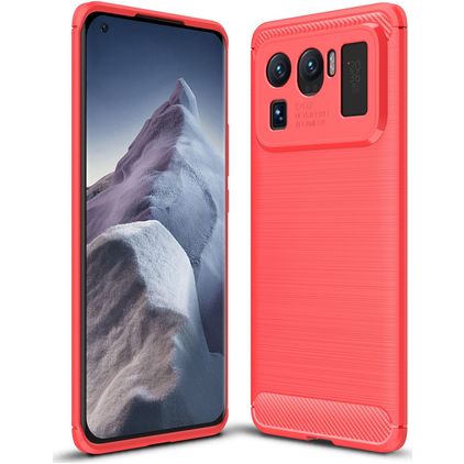 Mobigear Brushed Slim Xiaomi Mi 11 Ultra Hoesje Flexibel TPU Backcover - Rood
