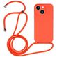 Mobigear Lanyard iPhone 14 Siliconen Hoesje met koord - Oranje