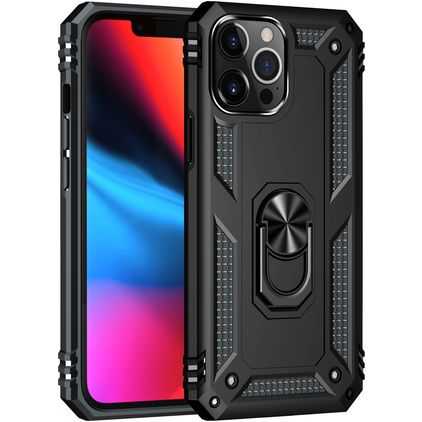 Mobigear Armor Ring iPhone 13 Pro Hoesje Hardcase Backcover Shockproof met Ringhouder - Zwart