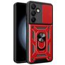 Mobigear Armor Ring Cam Slide Samsung Galaxy S24 FE Hoesje Hardcase Backcover Shockproof met Ringhouder en Camera Slider - Rood