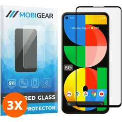 Mobigear Premium Google Pixel 5a 5G Glazen Screenprotector - Case Friendly - Zwart (3-Pack)