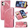 Mobigear Butterfly iPhone 12 Pro Hoesje Bookcase Portemonnee - Roze