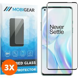 Mobigear Curved OnePlus 8 Glazen Screenprotector - Case Friendly - Zwart (3-Pack)