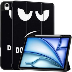 Mobigear Tri-Fold iPad Air 13 Inch (2026) Hoes Bookcase + Stylus Houder - Do Not Touch