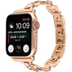 Mobigear Paris Stalen Apple Watch Bandje Vouwsluiting - 49/46/45/44 mm - Roségoud