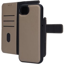 Mobiparts iPhone 16e Hoesje Echt Leer Uitneembare 2in1 Bookcase Portemonnee - Taupe