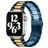 Mobigear Antwerp Stalen Apple Watch Bandje Vouwsluiting - 49/46/45/44 mm - Blauw / Goud