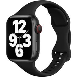Mobigear Sport Slim Siliconen Apple Watch Bandje Druksluiting - 49/46/45/44 mm - Zwart