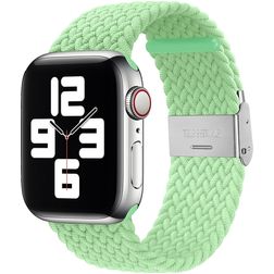 Mobigear Braided Nylon Apple Watch Bandje Klemsluiting - 49/46/45/44 mm - Lime