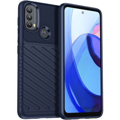 Mobigear Groove Motorola Moto E20 Hoesje Flexibel TPU Backcover - Blauw