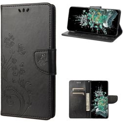 Mobigear Butterfly OnePlus 10T Hoesje Bookcase Portemonnee - Zwart