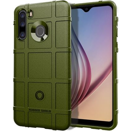 Mobigear Rugged Shield Samsung Galaxy A21 Hoesje Flexibel TPU Backcover Shockproof - Groen