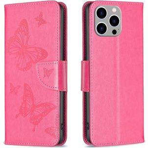 Mobigear Butterfly iPhone 15 Pro Max Hoesje Bookcase Portemonnee - Magenta