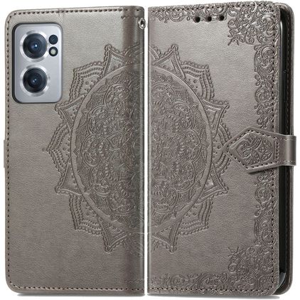 Mobigear Mandala OnePlus Nord CE 2 Hoesje Bookcase Portemonnee - Grijs