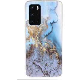 Mobigear Marble Huawei P40 Hoesje Flexibel TPU Backcover - Blauw