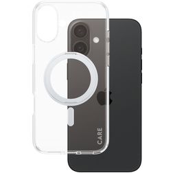CARE by PanzerGlass Kickstand iPhone 16 Plus MagSafe Hoesje Hardcase Backcover met Standaard - Transparant / Zilver