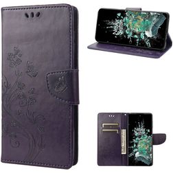 Mobigear Butterfly OnePlus 10T Hoesje Bookcase Portemonnee - Paars